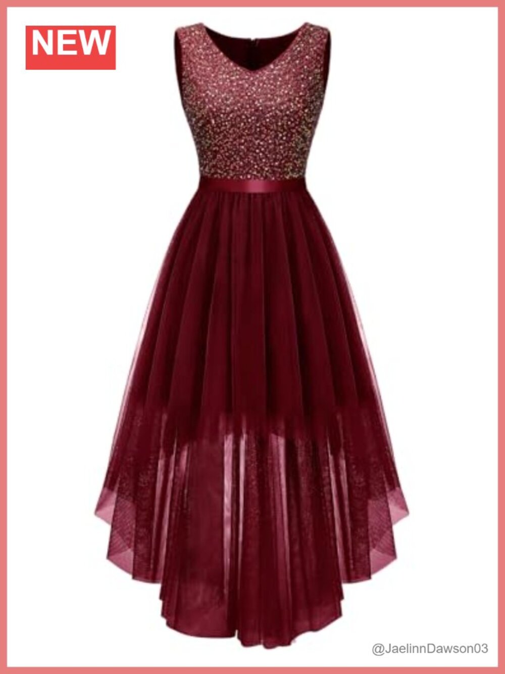 Sequin V Neck Sleeveless High Low Prom Cocktail Dress